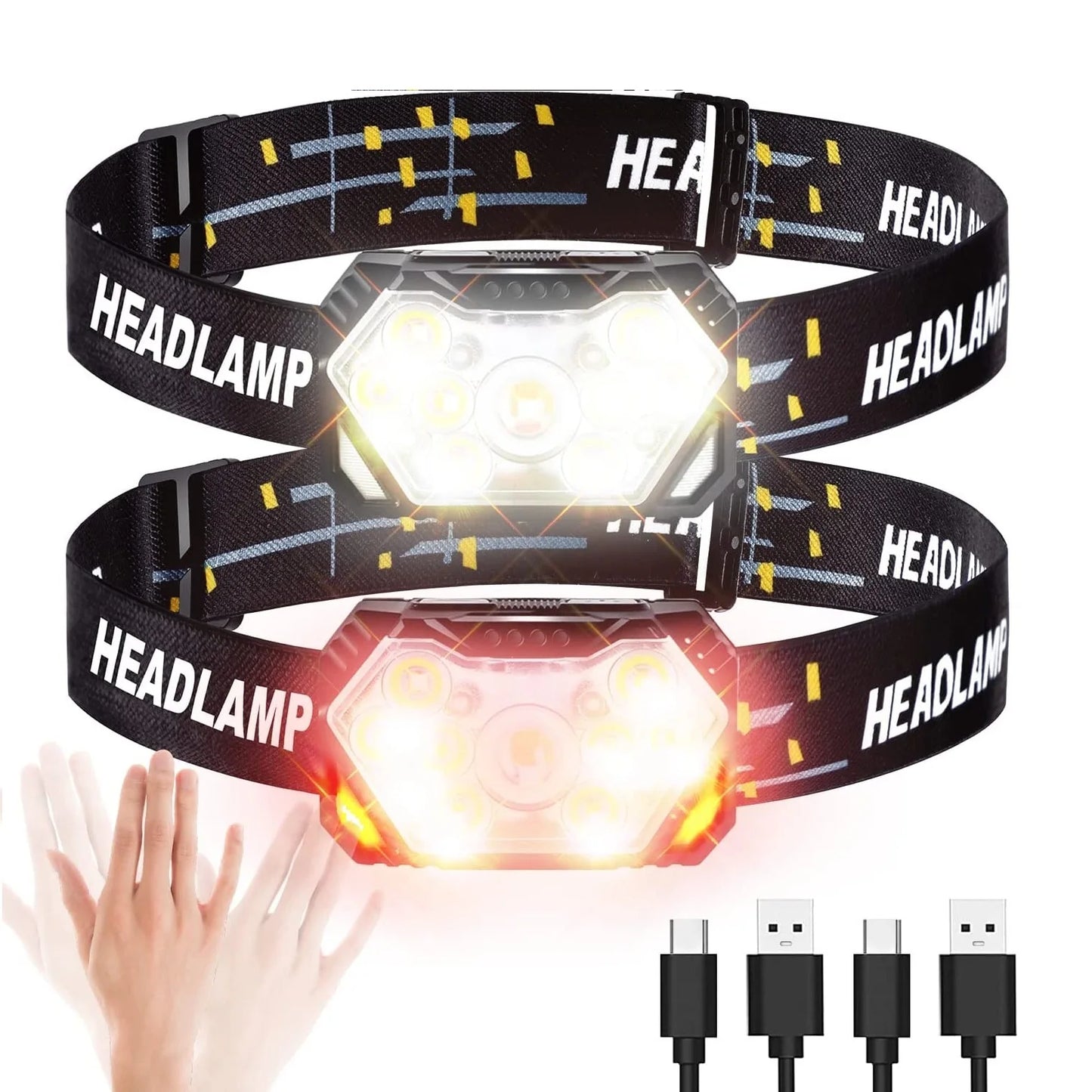 Farol de cabeça com 9 LEDs de luz ultra forte.
