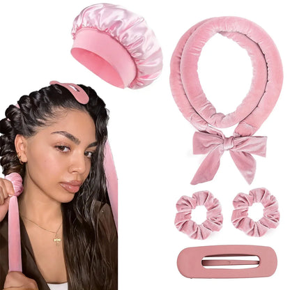 Heatless Curling Rod Headband with Satin Scrunchies