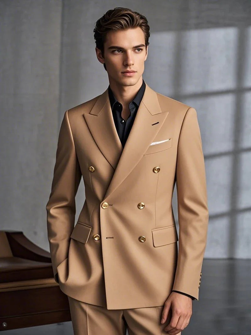Men's British-Style Double-Breasted Suit