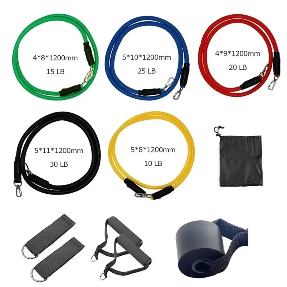 11Pcs/Set Portable TPE Tension Rope Set Anti-Break Durable Resistance Band Set Workout Bands Colorful Elastic Training Band
