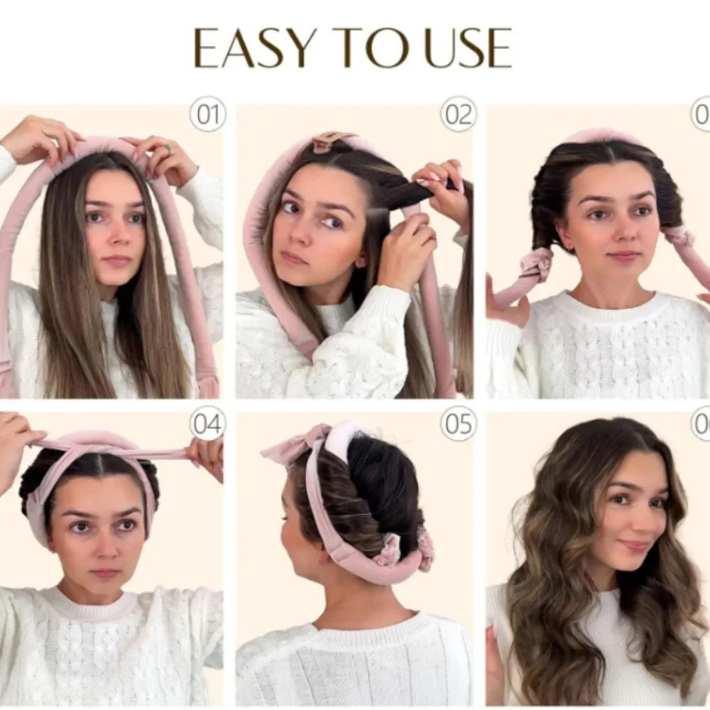 Heatless Curling Rod Headband with Satin Scrunchies