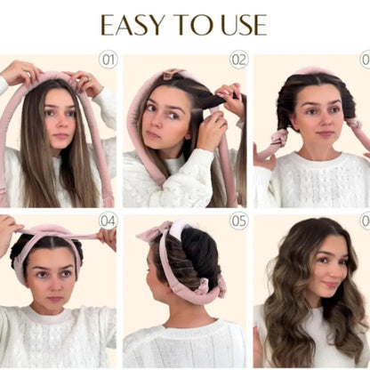 Heatless Curling Rod Headband with Satin Scrunchies