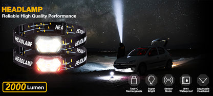 Farol de cabeça com 9 LEDs de luz ultra forte.