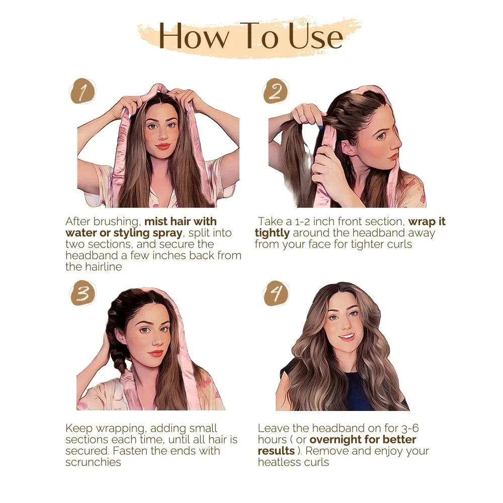 Heatless Curling Rod Headband with Satin Scrunchies