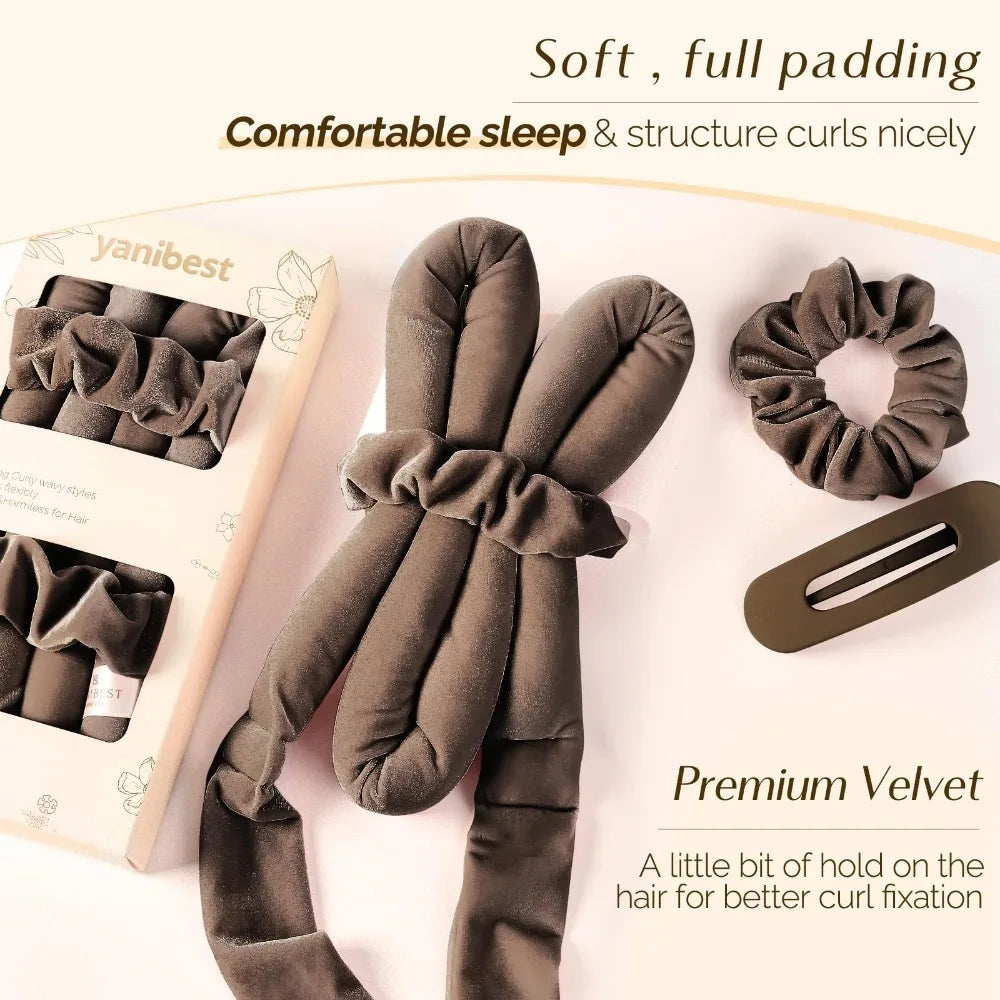Heatless Curling Rod Headband with Satin Scrunchies