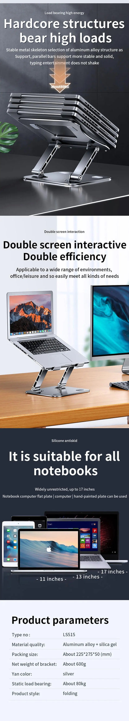 Adjustable Aluminum Laptop & Tablet Stand