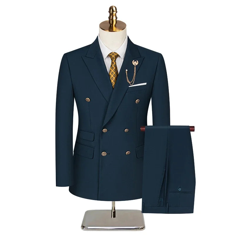 Men's British-Style Double-Breasted Suit