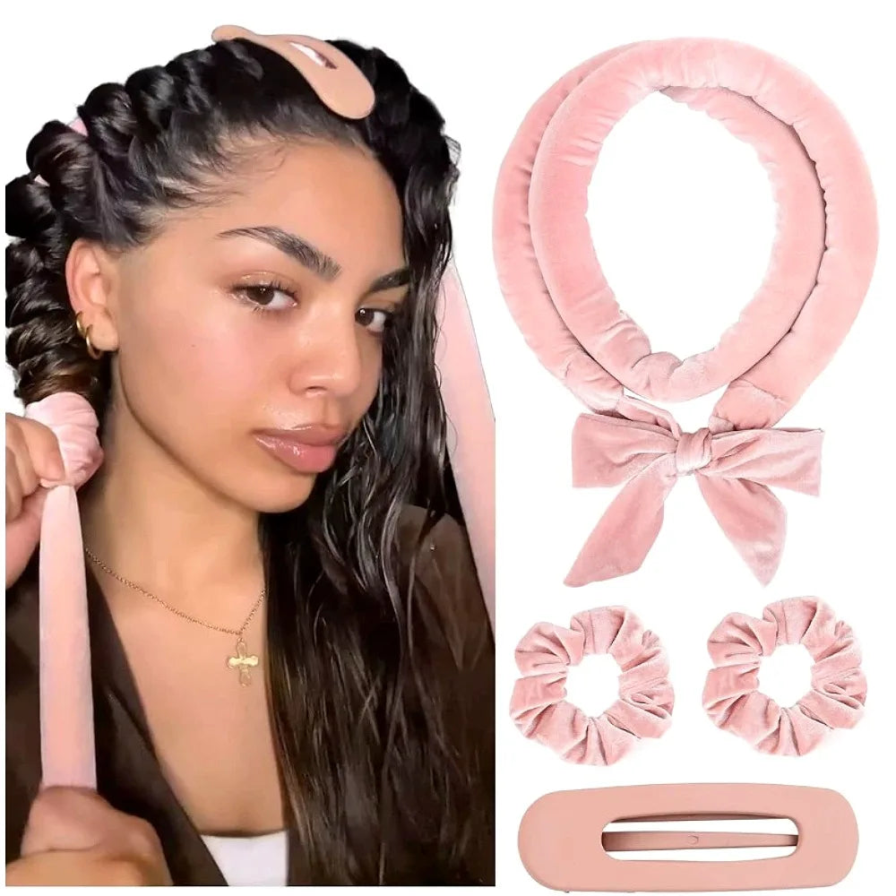 Heatless Curling Rod Headband with Satin Scrunchies