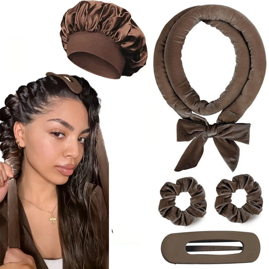 Heatless Curling Rod Headband with Satin Scrunchies