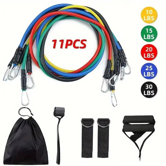 11Pcs/Set Portable TPE Tension Rope Set Anti-Break Durable Resistance Band Set Workout Bands Colorful Elastic Training Band