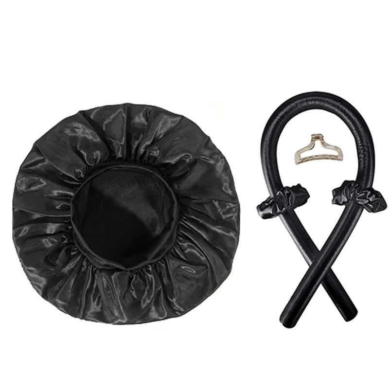 Heatless Hair Curler & Satin Sleeping Cap Set