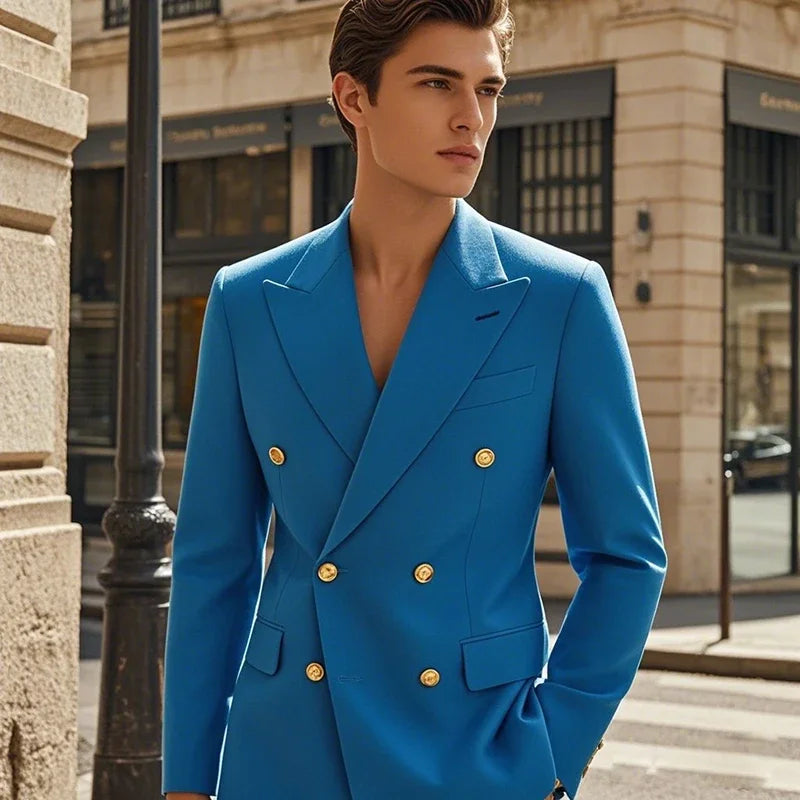 Men's British-Style Double-Breasted Suit