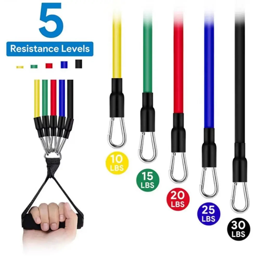 11Pcs/Set Portable TPE Tension Rope Set Anti-Break Durable Resistance Band Set Workout Bands Colorful Elastic Training Band