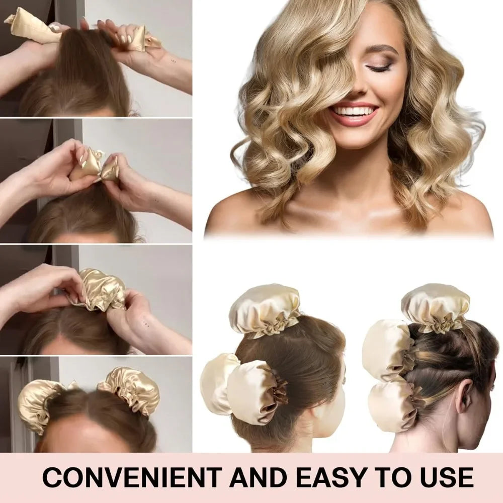 Heatless Hair Curler & Satin Sleeping Cap Set