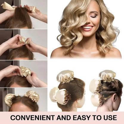 Heatless Hair Curler & Satin Sleeping Cap Set