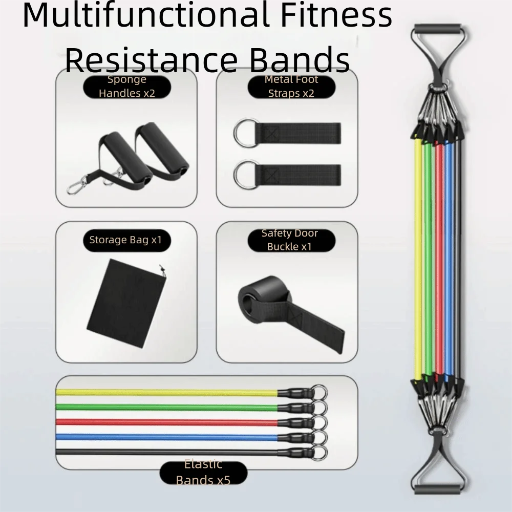 11Pcs/Set Portable TPE Tension Rope Set Anti-Break Durable Resistance Band Set Workout Bands Colorful Elastic Training Band