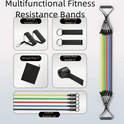 11Pcs/Set Portable TPE Tension Rope Set Anti-Break Durable Resistance Band Set Workout Bands Colorful Elastic Training Band
