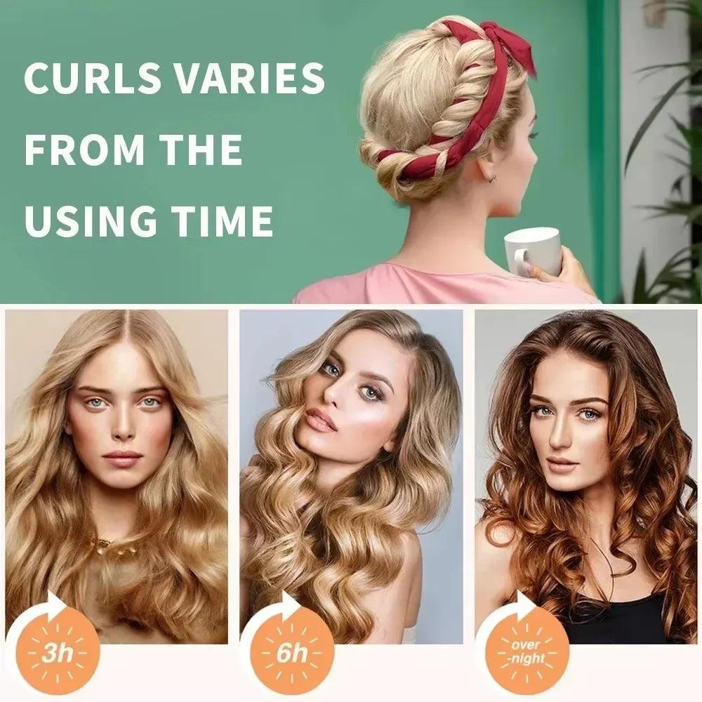Heatless Curling Rod Headband with Satin Scrunchies