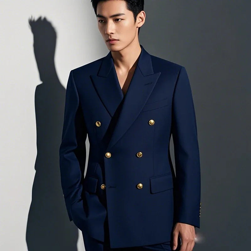 Men's British-Style Double-Breasted Suit
