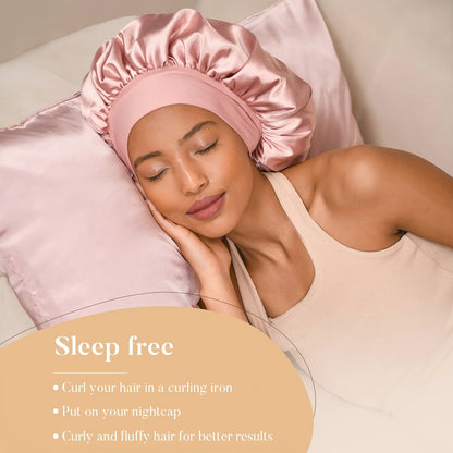 Heatless Hair Curler & Satin Sleeping Cap Set