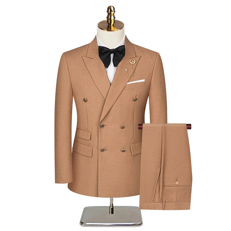 Men's British-Style Double-Breasted Suit
