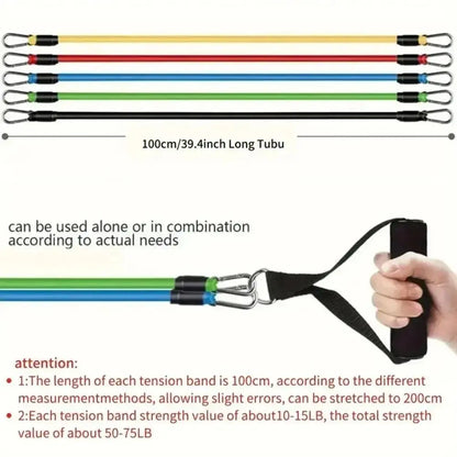 11Pcs/Set Portable TPE Tension Rope Set Anti-Break Durable Resistance Band Set Workout Bands Colorful Elastic Training Band